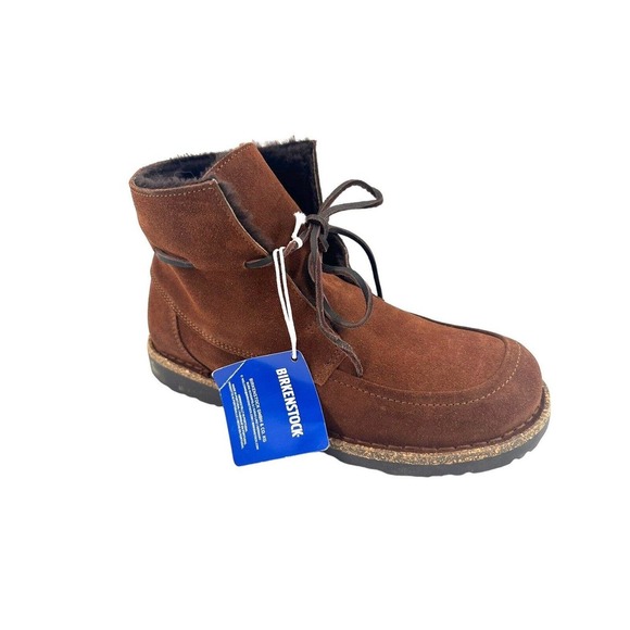 BIRKENSTOCK Bakki Ankle Boots Espresso Brown Suede Shearling Women Sz US 7 EU 37 - Picture 8 of 16